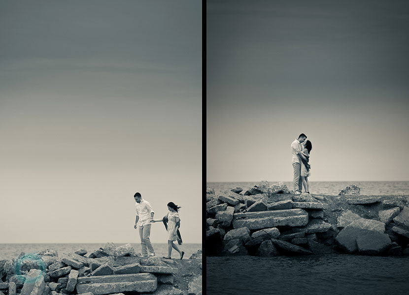 engagement-pictures-walking on the rockwall at the beach in toronto engagement-pictures-walking on the rockwall at the beach in toronto