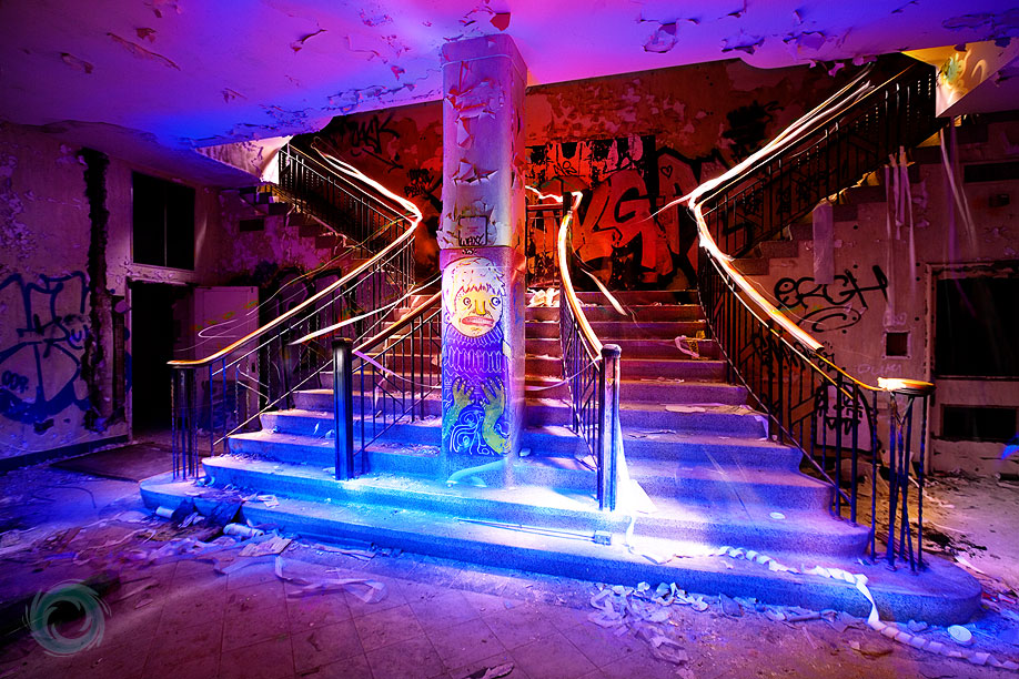painting with light abandoned factory Staircase