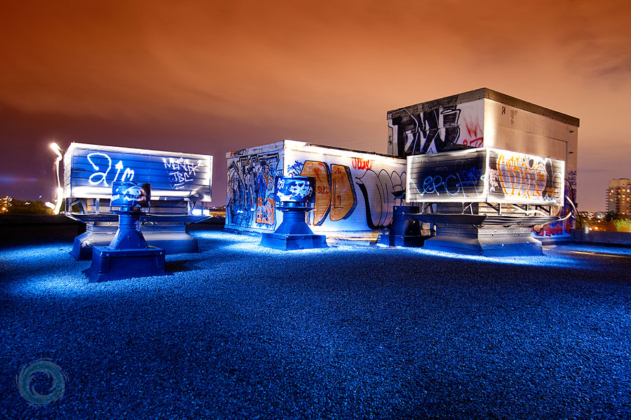 painting with light abandoned factory rooftop