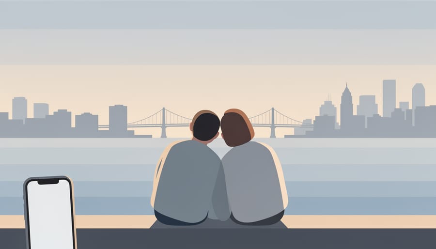 Bride and groom sharing a close, intimate moment at a Brooklyn waterfront during golden hour